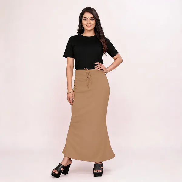 Beige_Lycra_Cotton_Bodycon_Maxi_Skirt_For_Women