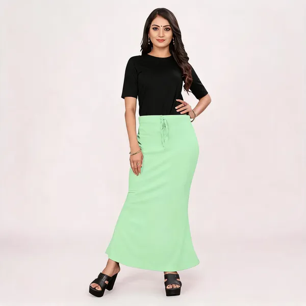 Mint_Green_Lycra_Cotton_Drawstring_Maxi_Skirt_For_Women