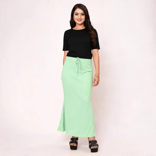 Mint_Green_Lycra_Cotton_Drawstring_Maxi_Skirt_For_Women