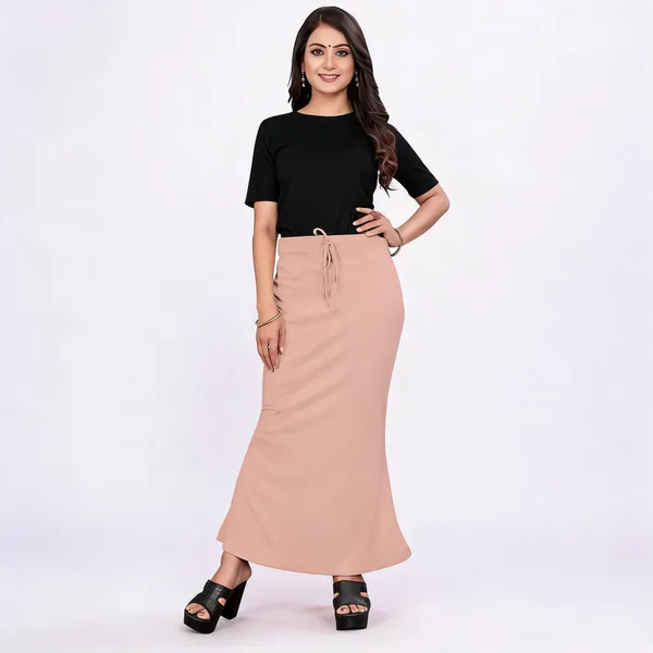 Peach_Lycra_Cotton_Flared_Maxi_Skirt_For_Women