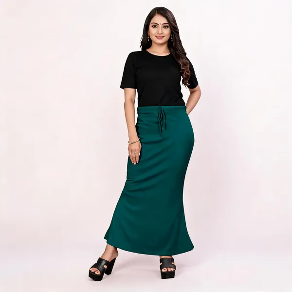 Teal_Green_Lycra_Cotton_Waist_Tie_Flared_Maxi_Skirt_For_Women