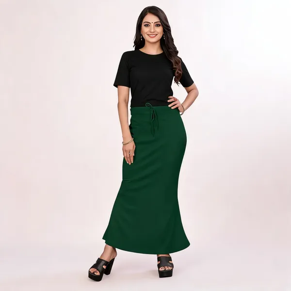 Green_Lycra_Cotton_Drawstring_Flared_Maxi_Skirt_For_Women