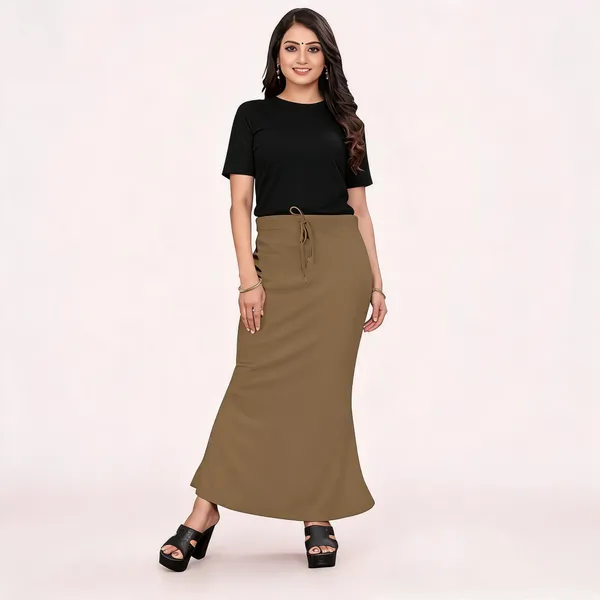 Olive_Lycra_Cotton_Drawstring_Flared_Maxi_Skirt_For_Women