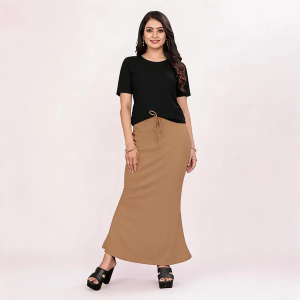 Brown_Lycra_Cotton_Drawstring_Flared_Maxi_Skirt_For_Women