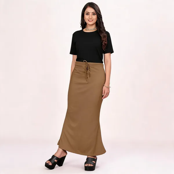 Brown_Lycra_Cotton_Drawstring_Maxi_Skirt_For_Women