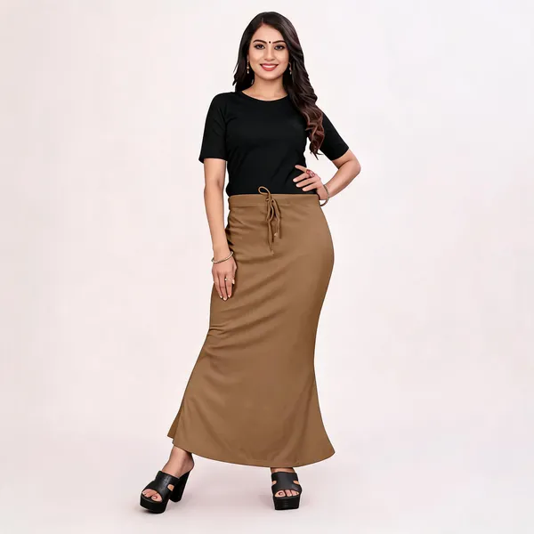 Brown_Lycra_Cotton_Drawstring_Maxi_Skirt_For_Women