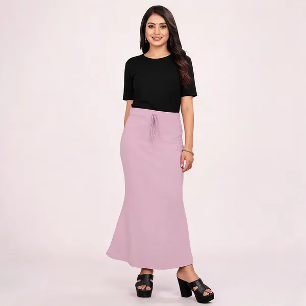 Pink_Lycra_Cotton_Drawstring_Flared_Maxi_Skirt_For_Women