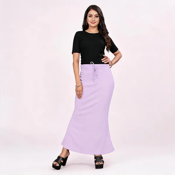 Lavender_Lycra_Cotton_Drawstring_Flared_Maxi_Skirt_For_Women