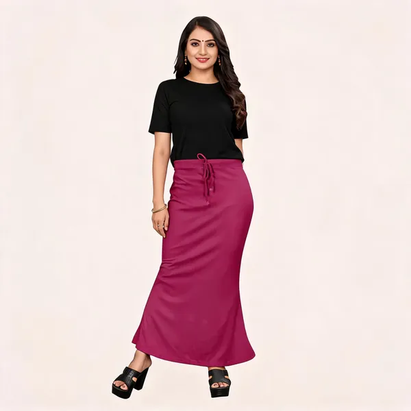 Magenta_Lycra_Cotton_Drawstring_Maxi_Skirt_For_Women