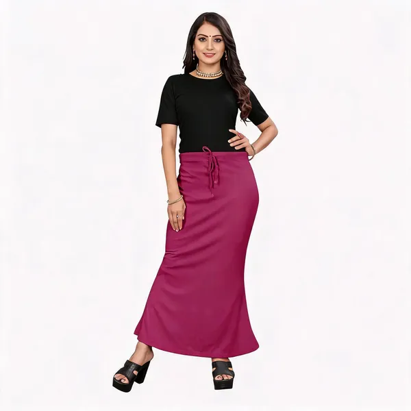 Magenta_Lycra_Cotton_Drawstring_Maxi_Skirt_For_Women