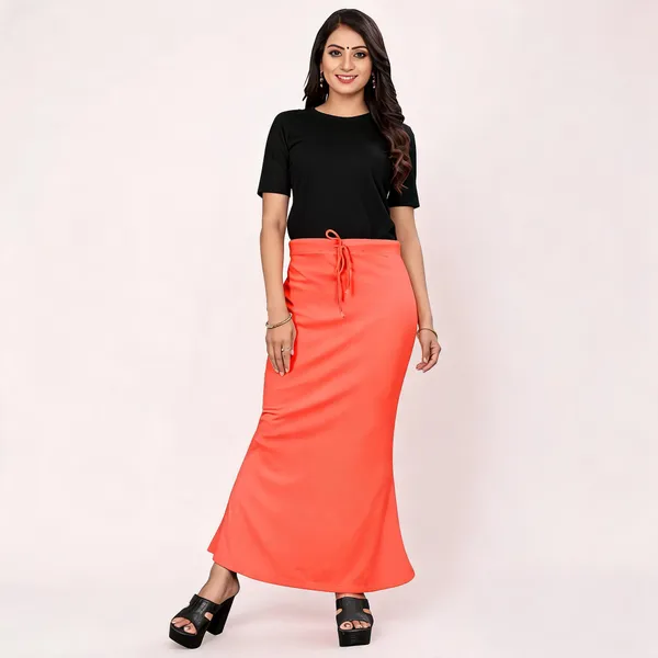 Coral_Lycra_Cotton_Drawstring_Flared_Maxi_Skirt_For_Women