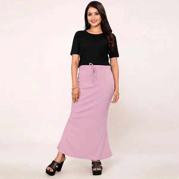Pink_Lycra_Cotton_Drawstring_Maxi_Skirt_For_Women