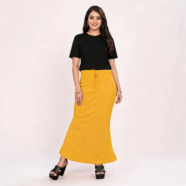 Yellow_Lycra_Cotton_Drawstring_Flared_Maxi_Skirt_For_Women