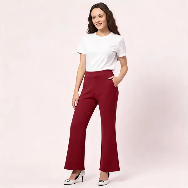 Maroon_Tencel_Flared_Trousers_For_Women