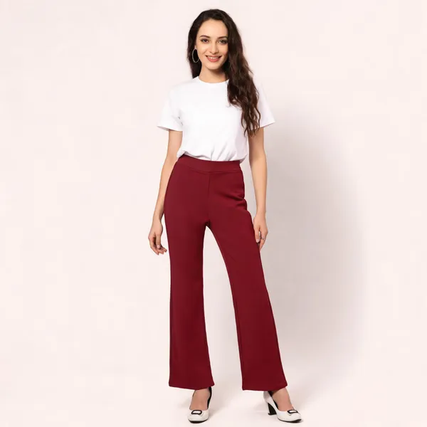 Maroon_Tencel_Flared_Trousers_For_Women