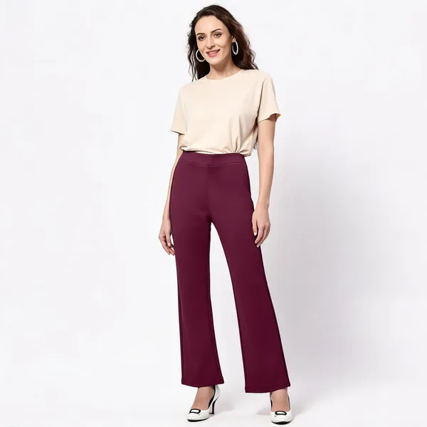 Maroon_Tencel_Relaxed_Wide_Leg_Trousers_For_Women