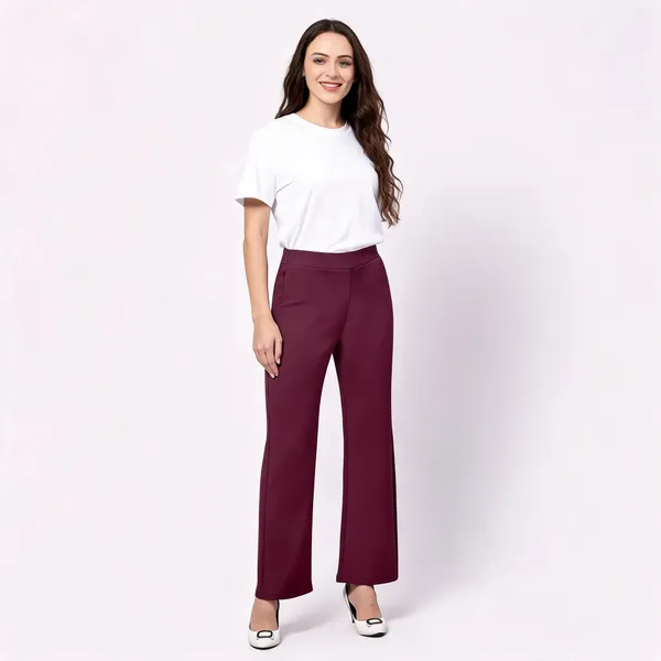 Maroon_Tencel_Relaxed_Wide_Leg_Trousers_For_Women