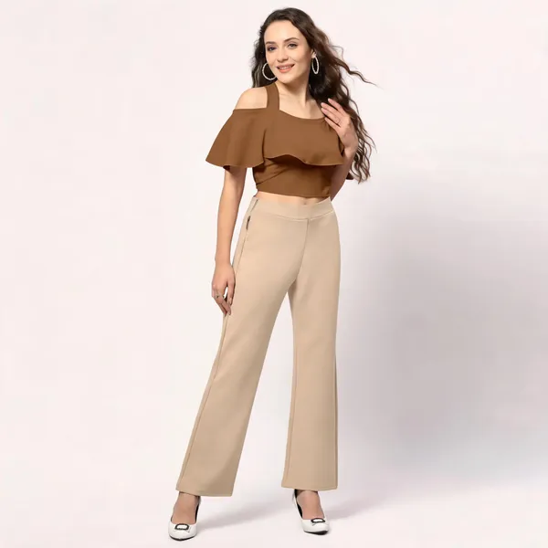 Beige_Tencel_Off_Shoulder_Ruffle_Co-Ord_Set_For_Women