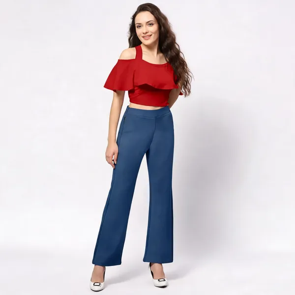 Red_Tencel_Cold_Shoulder_Co-Ord_Set_For_Women