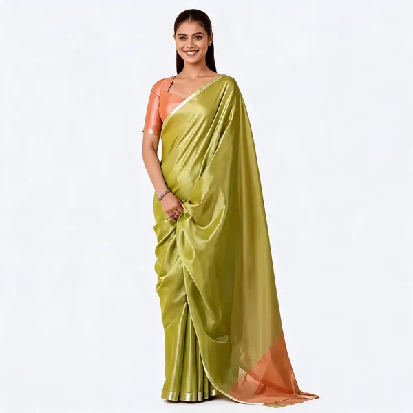 Olive_Green_Tissue_Silk_Contrast_Border_Saree_For_Women