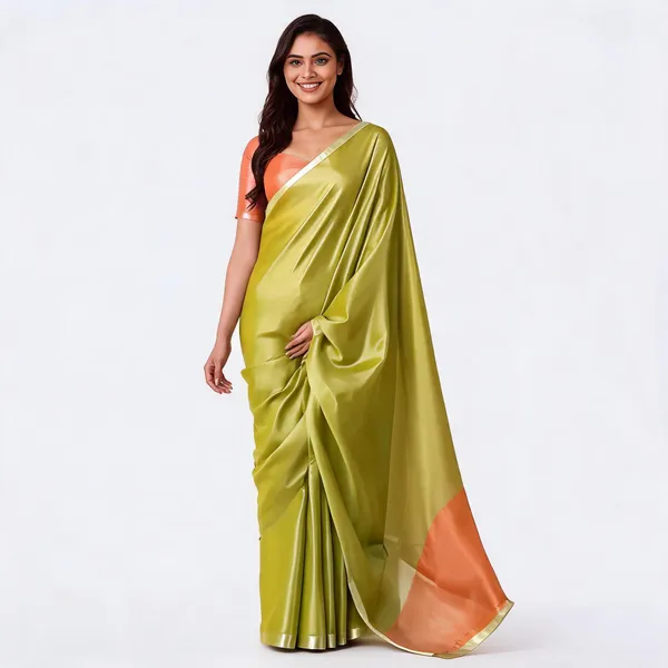 Olive_Green_Tissue_Silk_Contrast_Border_Saree_For_Women