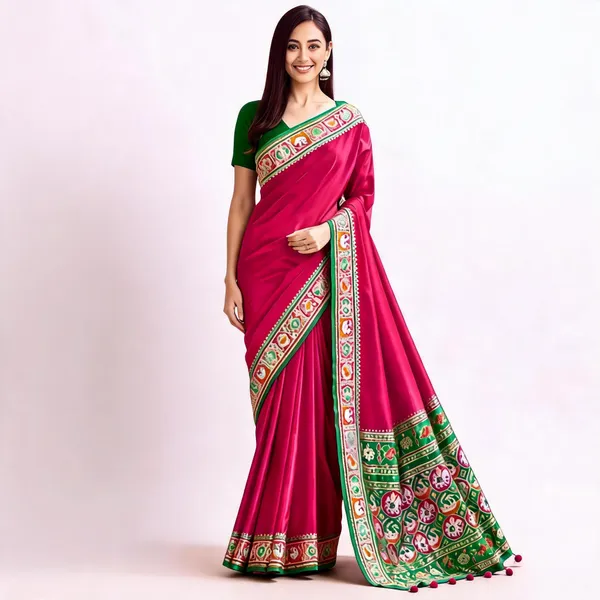 Pink_Patola_Silk_Printed_Saree_For_Women