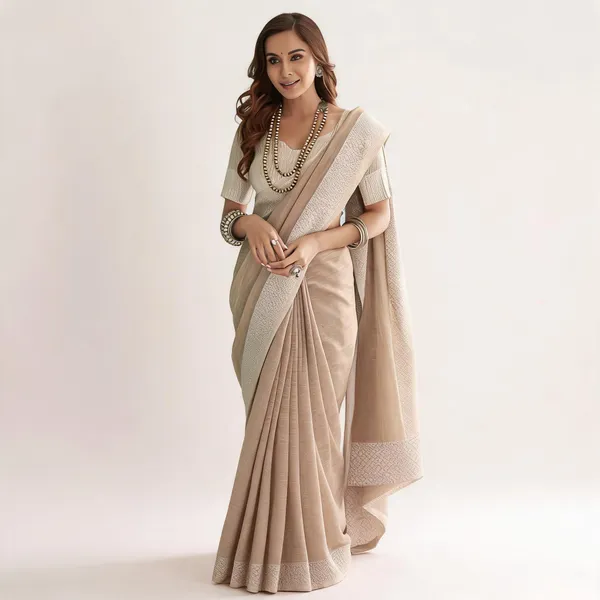 Beige_Linen_Silk_Woven_Saree_For_Women