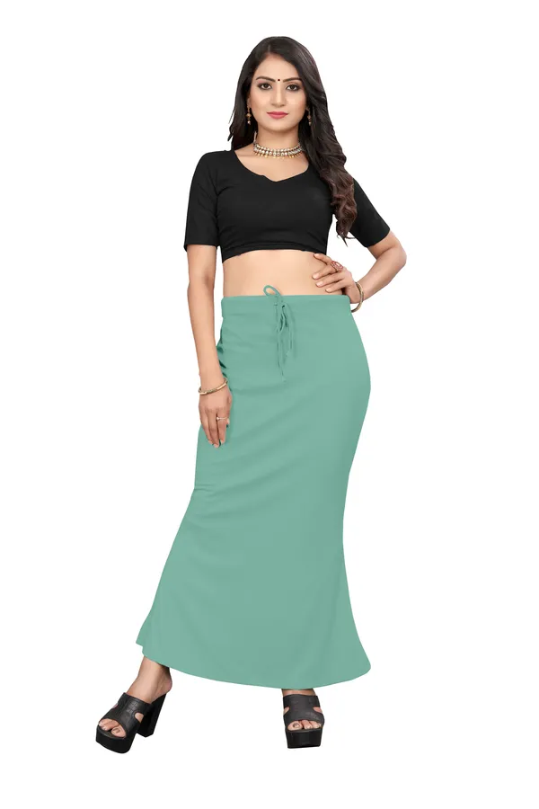 Mint_Green_Drawstring_Flared_Skirt_for_Women
