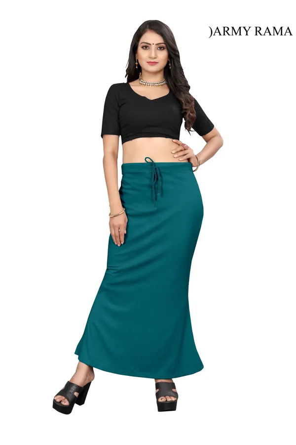 Teal_Solid_Drawstring_Maxi_Skirt_for_Women