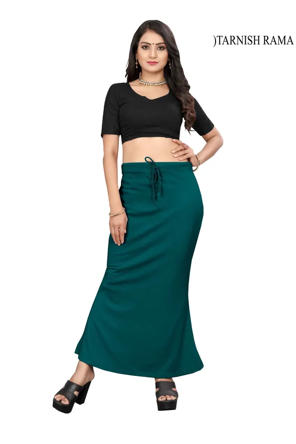 Teal_Long_Waist_Tie_Skirt_for_Women