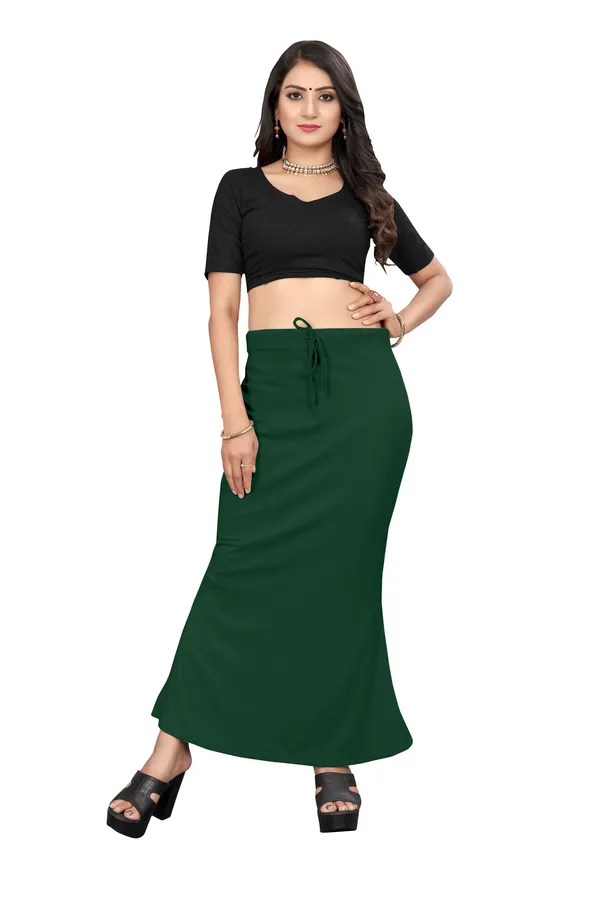 Green_Solid_Drawstring_Maxi_Skirt_for_Women