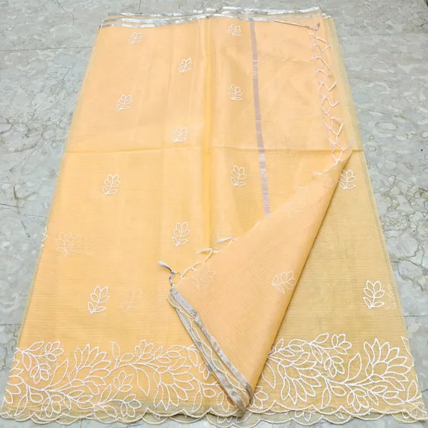 Peach_Net_Embroidered_Saree_For_Women