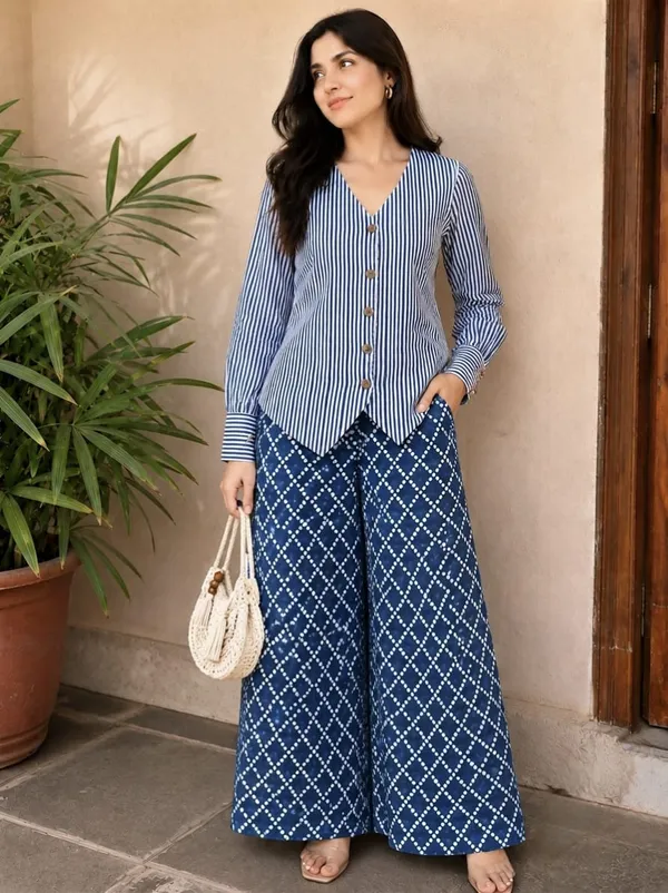 Blue_Striped_Printed_Co-Ord_Set_For_Women