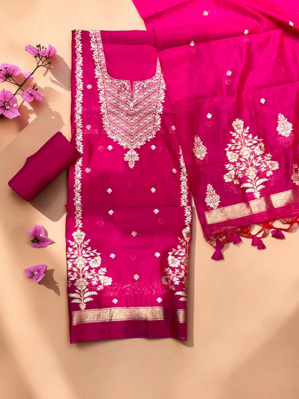 Pink_Premium_Cottom_Unstitched_Suit_Set_For_Women