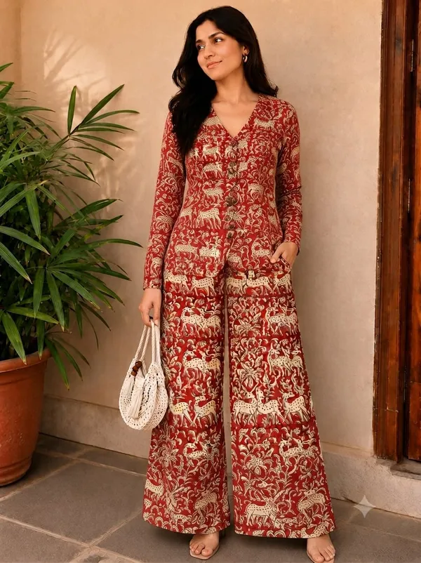 Red_Printed_Ethnic_Co-Ord_Set_For_Women