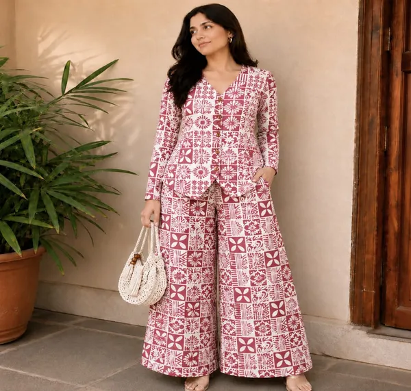 Maroon_Printed_Co_-_Ord_Set_For_Women