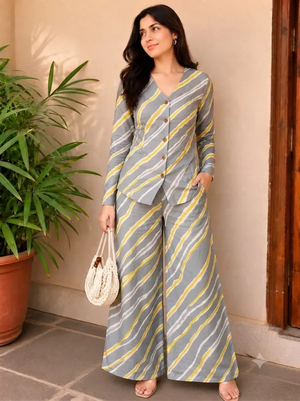 Grey_Striped_Relaxed_Fit_Co-Ord_Set_For_Women