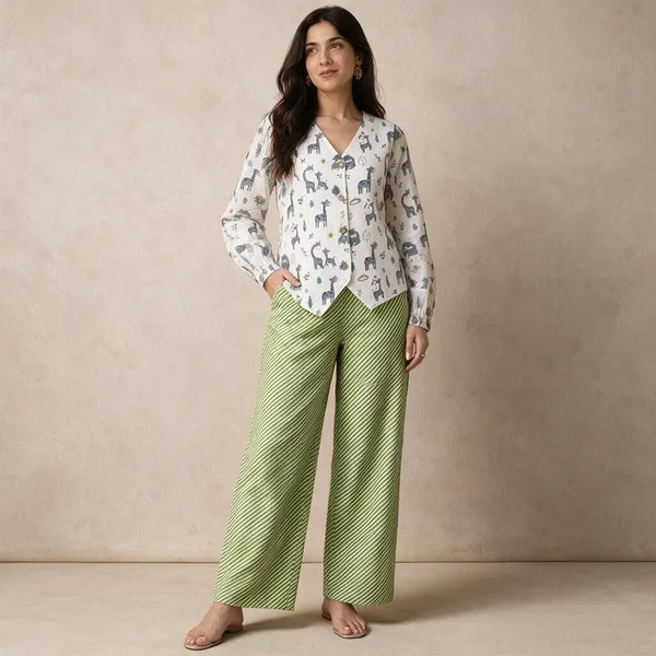 White_Printed_V_-_Neck_Co_-_Ord_Set_For_Women