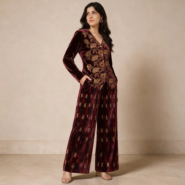 Maroon_Printed_Co_-_Ord_Set_For_Women