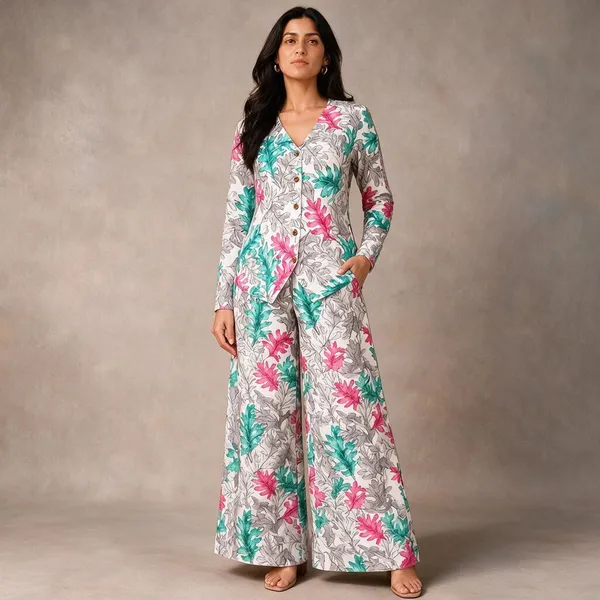 White_Floral_Print_Wide_Leg_Co-Ord_Set_For_Women