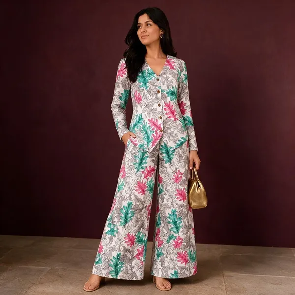 White_Floral_Print_Wide_Leg_Co-Ord_Set_For_Women