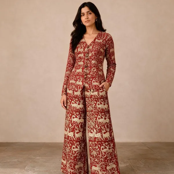 Red_Printed_Ethnic_Co-Ord_Set_For_Women