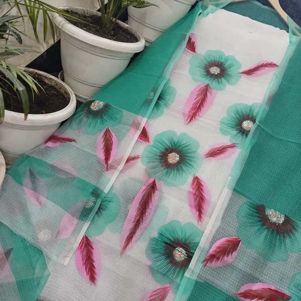 Teal_Sheer_Printed_Unstitched_Suit_Set_For_Women