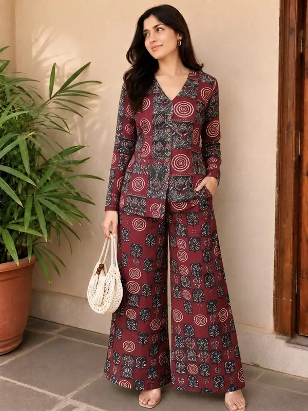Maroon_Printed_Wide_Leg_Co_-_Ord_Set_For_Women