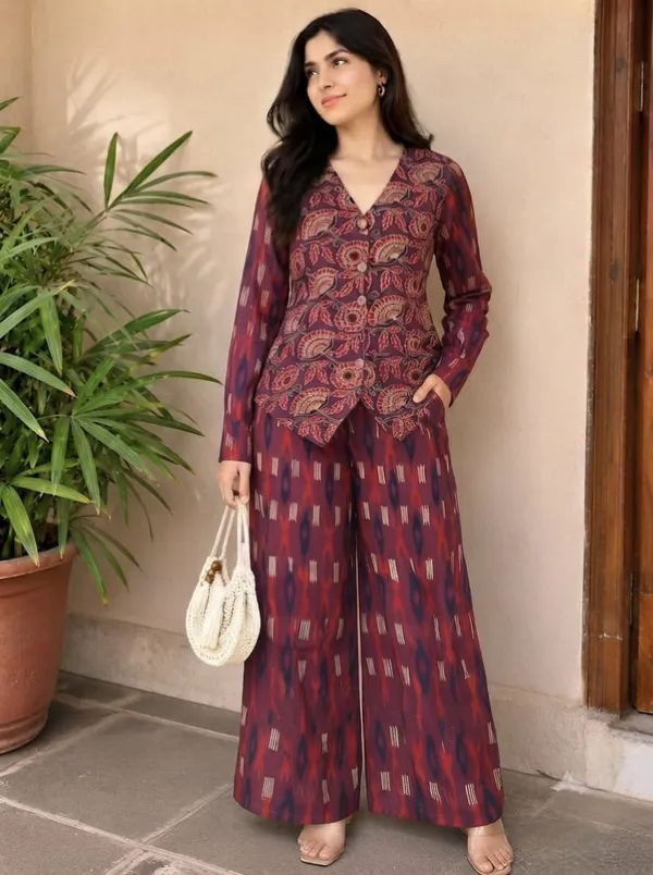 Maroon_Printed_Co_-_Ord_Set_For_Women