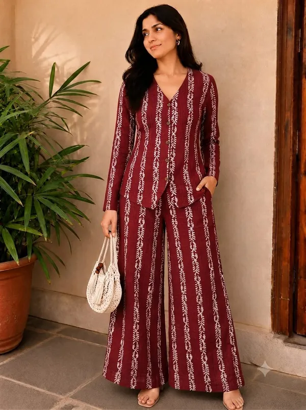 Maroon_Printed_Co-Ord_Set_For_Women
