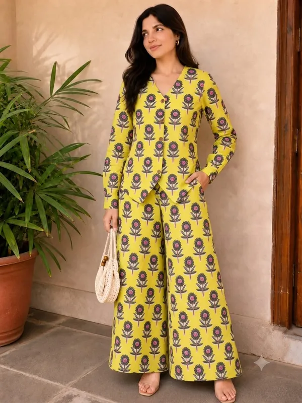 Yellow_Floral_Print_Co_-_Ord_Set_For_Women
