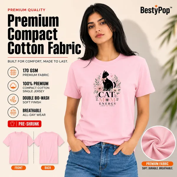 Cat_Lovers_Round_Neck_T-Shirts_For_Women_-_Cat_Mom_-_(170_Gsm)_Single_Jersey