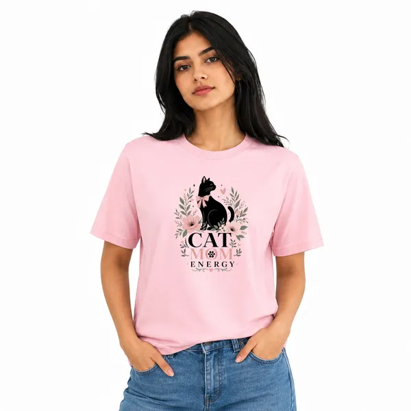 Cat_Lovers_Round_Neck_T-Shirts_For_Women_-_Cat_Mom_-_(170_Gsm)_Single_Jersey