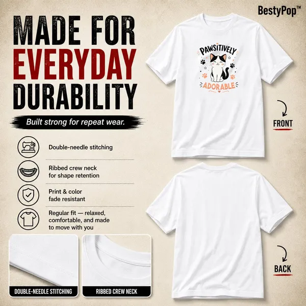 Cat_Lovers_Round_Neck_T-Shirts_For_Women_-_Pawsitively_-_(170_Gsm)_Single_Jersey